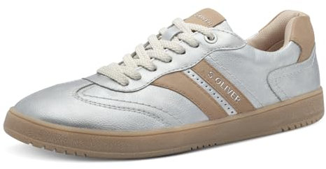 s.Oliver Damen Sneaker flach mit Schnürsenkeln Freizeit, Silber (Silver/Nude), 40 EU