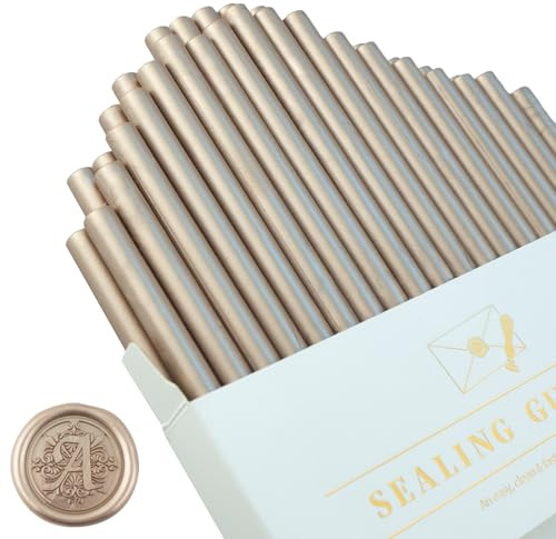 Tomgenrine Mini vaxförseglingspinnar – 36 stycken snabbsmältande vax för limpistol, perfekt för bröllopsinbjudningar, brev, kuvert, kort och pysselprojekt (champagne guld)
