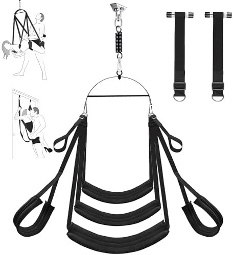 Liebesschaukel – Bequeme Sexschaukel für Decken- und Türhängung, extra breite Polster, robustes SM Bondage Set für Paare, bis zu 300 kg belastbar
