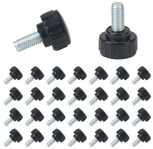 KINDPMA 30pcs Vis à Poignée Boutons de Serrage Vis à Oreilles Moletée M6 x 12mm Vis de Fixation à Tête Ronde en Plastique pour Machines-Outils, Meuble, Appareils Électroniques
