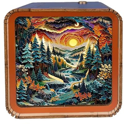 3D Puzzles LED Night LightïŒ3D Wooden Puzzles for Adults DIY CraftsïŒDIY Puzzle Toy, Home Desk Decor Family Game (Forest 2)