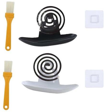 Furforstk myggspiral hållare 2 st. myggspiralhållare med 2 borstar och 2 krokar rökelsespiral hållare båt myggspiral behållare för hem utomhus camping heminredning
