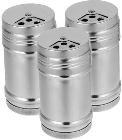 LABRIMP 3 Pezzi Shaker Sale Zucchero Spezie in Polvere in Acciaio Inox Coperchio Blocca Umidità Utensili Da Cucina Per Uso Domestico Barbecue