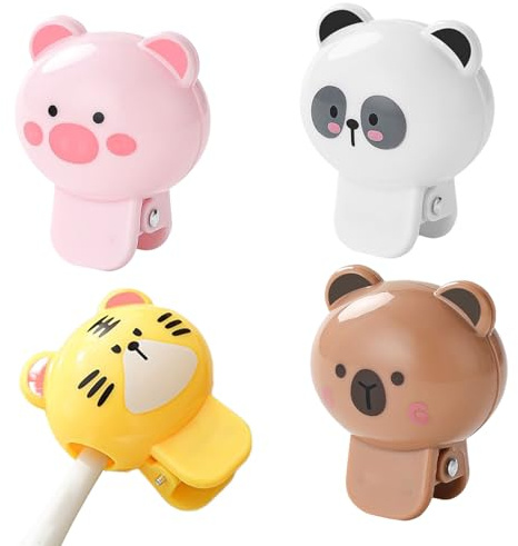Genérico Lot de 4 Housses pour tête de Brosse à Dents, Protection Contre la poussière en Forme d'animaux, avec Pince décorative, Accessoire de Fixation Unisexe pour Toute la