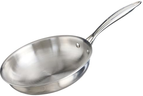 Buckingham Tri-Ply Skillet Frying Pan Uncoated 18/8 Stainless Steel Induction Compatible Oven Safe 260°C Even Heat Distribution for Healthy Cooking 20 cm (1.2 litres)