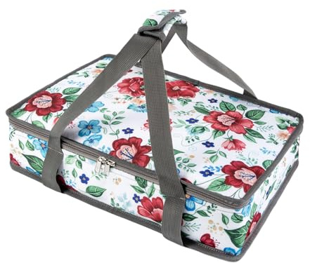 QEES Floral Casserole Carrier for 9x13 Baking Dish, Insulated Lasagna Lugger Tote, Leakproof Thermal Food Warmer Bag for Potluck, Picnic, Travel - Farmhouse Vintage Style, Mom Gifts