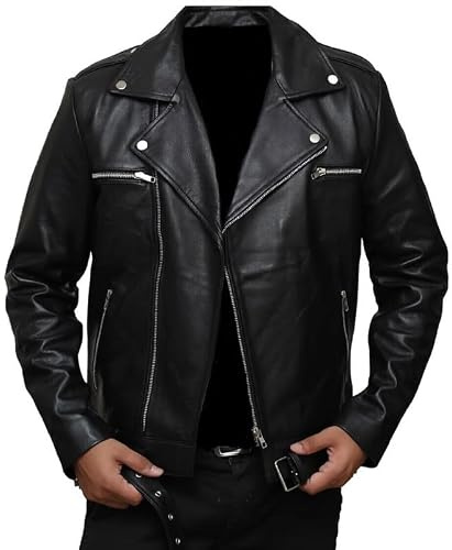 MAXATTIRE Herr ikonisk biker stil filmkopia – Brando-inspirerad motorcykel läderjacka