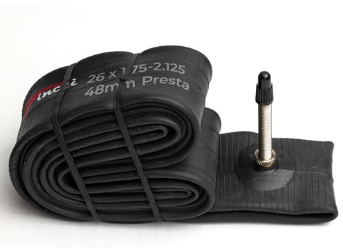 Fincci Camera d'aria 26 MTB - Camera d'aria bici da corsa 26 x 1,75 x 1.95 x 2.00 x 2.1 pollici per Montagna Strada Bici MTB Ibrida Uomo Biciclettas - Valvola Interna Presta 48mm - Confezione da 1