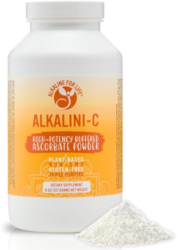 Alkaline for Life Alkalini-C Buffered Vitamin C Powder – 100% L-Ascorbate, Corn-Free, Citrus-Free, Non-GMO, Vegan, pH-Balanced, Gentle Daily Vitamin C with Calcium Magnesium Potassium Zinc, 8 oz