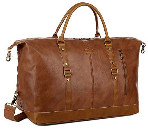 BAOSHA Groß Herren PU Leder Reisetasche Handgepäck Männer Tragetasche Travel Duffel Carry On Bag Weekender Tasche für Reise am Wochenend HB-14 (Braun)