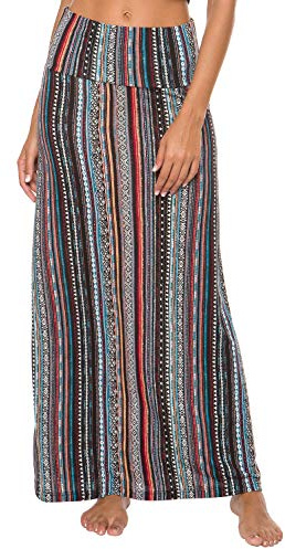 Dam boho lång kjol mjuk stretchig maxikjol