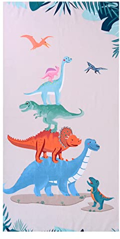 LIVILAN Small Dinosaur Beach Towel for Kids, 24”x48”, Microfiber, Quick Dry, Sand Free, Lightweight, Thin, Perfect for Girls, Boys, Bath, Swim, Shower, Unique Dinosaur Gifts and Decorations