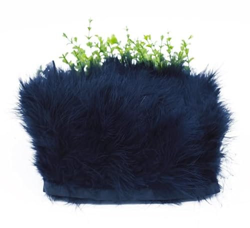 13–18 cm flauschige Truthahnfedern Zierband Fransen zum Nähen von Handarbeiten DIY Crafts Kleid Dekoration – Navy, 6 m