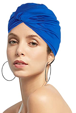 Dam veckat tyg badmössa mjuk elastisk nylon badmössa duschmössa justerbar badmössa turban damer öronskydd badmössa hatt för strand surfing fjädrar skönhet yoga
