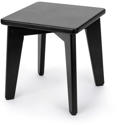 StrongTek Bamboo Step Stool for Kids and Adults, Natural Material, Sturdy and Versatile Short Foot Stool for Bathroom, Kitchen, Bedroom, Compact 10-inch Small Wood Stool, Plant Stand (Black)