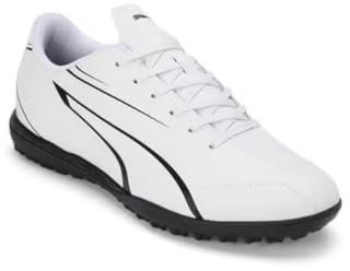 PUMA Unisex Youth Vitoria TT JR Soccer Shoe, PUMA White-PUMA Black, 12 UK Child