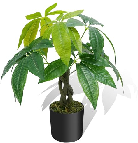 18 Artificial Money Tree Plant Indoor Fake Potted Plant Realistic for Desk