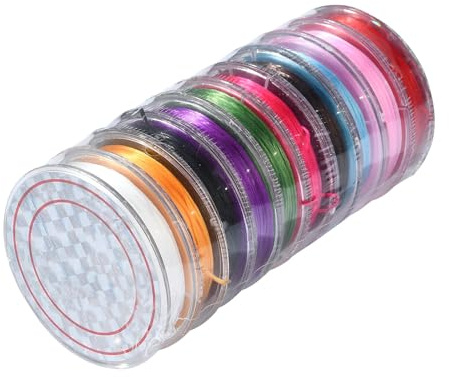 UR URLIFEHALL 10 Rolls Flat Elastic Crystal String 0.8mm Elastic String Cord Stretchy Beading Cord for DIY Jewellery Making Crafts 10m/Roll
