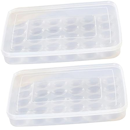 Gatuida 2 Piezas Cartón De Huevos Con Compartimentos Caja Apilable Para Refrigerador Organizador De Huevos Con Tapa Nevera