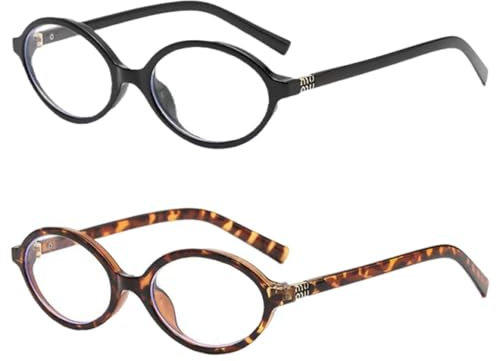 HDGSAFD 2 Pezzi Occhiali Ovali Occhiali Anti Luce Blu Occhiali Da Lettura Da Donna Occhiali Moda Retrò Accessori Per La Protezione Degli Occhi