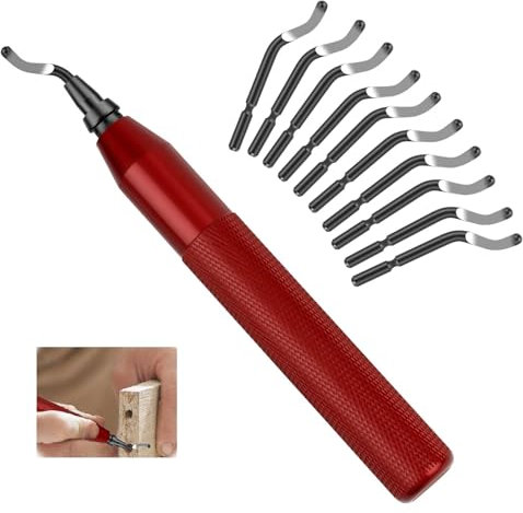 Entgrater Werkzeug Universal,360 ° Rotierender Klinge Schneidwerkzeug,Handentgrater Entgrater mit 10 Stück Ersatzklinge,für 3D Drucker, Metall, Kunststoff, PVC,Aluminium, Edelstahl