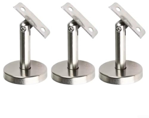 Niceminiwall 3Pack Stainless Steel Handrail Brackets, Adjustable Wall Mounted Stair Railing Support, Column Brackets for Home Commercial Use, Easy Install (60mm-A)
