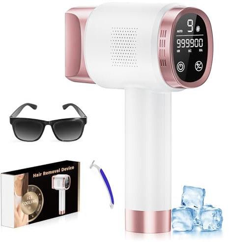 Beauris Ice-Cooling IPL Hair Removal Device, 21J Laser Hair Removal Device, 9 Energy Levels, IPL Laser Hair Remover for Women Men, Facial Bikini Line Arm Armpits Leg Body, Rose Gold