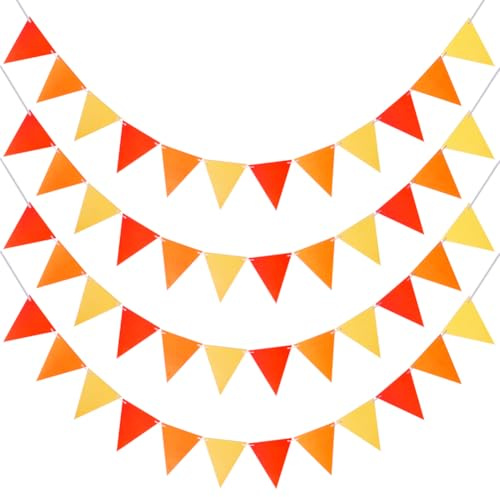 Hausio Vimpelgirlang för barnrummet, pappersvimpelgirlang, girlang för födelsedag, fest, Thanksgiving Day, hem och inomhusdekorationer (48 stycken gul)