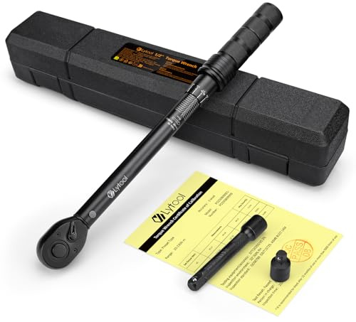 Lytool Chiave Dinamometrica 1/2 20-230 Nm+ 1/2 Barra Prolunga 125 mm,Adattatore da 1/2“ a 3/8'' per Auto e Bici, 72 Denti, Precisione ± 3%, in Scatola Portatile