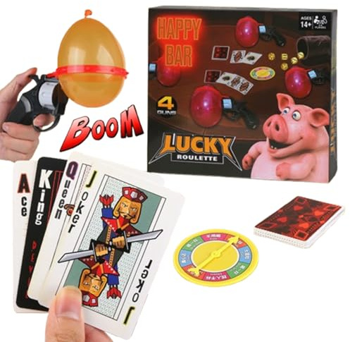 TinyCheck Liar's Bar Russian Roulette Social Strategy Card Game - Cards Cards with Themed Props for Holiday Parties, Family Reunions