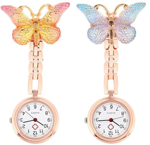 SUPVOX Orologio da Tasca Infermiere 2 Pezzi Farfalla in Lega, Design Creativo, Facile da Indossare, e Studenti