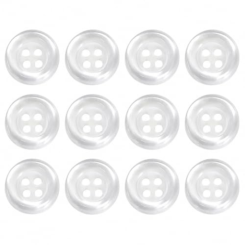 Talinco 12 Pack 18L 11.5mm White Round 4-Hole Sew-On Resin Buttons