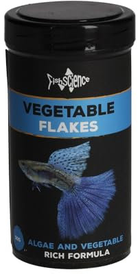 FishScience Vegetable Flakes 50g | Complete Algae & Plant-Based Diet with Spirulina, Chlorella, Kelp, Spinach, Pea, Paprika, Insect Meal, Garlic, Omega-3 & Vitamins for Healthy Vibrant Fish