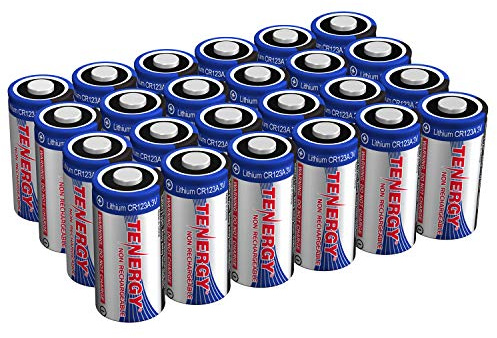 Tenergy 3V CR123A Lithium Battery, High Performance 1500mAh CR123A Cell Batteries [UL Certified] PTC Protected, Smart Sensors Replacement CR123A Batteries, 24 Pack (Non-Rechargeable)