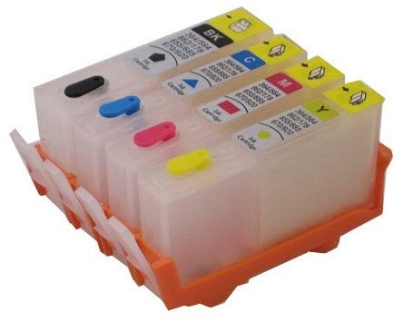 4 wiederbefüllbare Tintenpatronen kompatibel mit HP 903 XL Black, Cyan, Magenta, Yellow für OfficeJet 6950, OfficeJet Pro 6868, 6950, 6960, 6970, 6975, 6978.