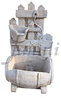 FONTANA BOTTE IN CEMENTO BIANCO E POLVERE DI MARMO RUBINETTO E PILETTA A SCELTA INCLUSI FANULI MANUFATTI IN CEMENTO PER ARREDAMENTO GIARDINO