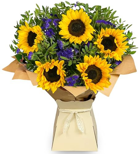 All Occasions Sunflower Bouquet - Summer Breeze Fresh Sunflowers and Gerberas - Fresh Flowers Delivered Next Day - Perfect for Birthdays, Anniversaries, Get Well, and Thank You Gifts