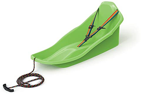 Schlitten mit Sicherheitsgurt Kleinkinder bis 3 Jahre Rodel Rutscher mit Seil TOPO (Grün)