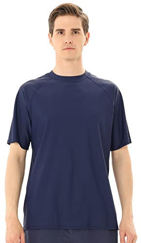TIZAX Anti-UV-t-shirt för män, Rashguard, kortärmad, UPF 50+ baddräkt, snabbtorkande sporttopp
