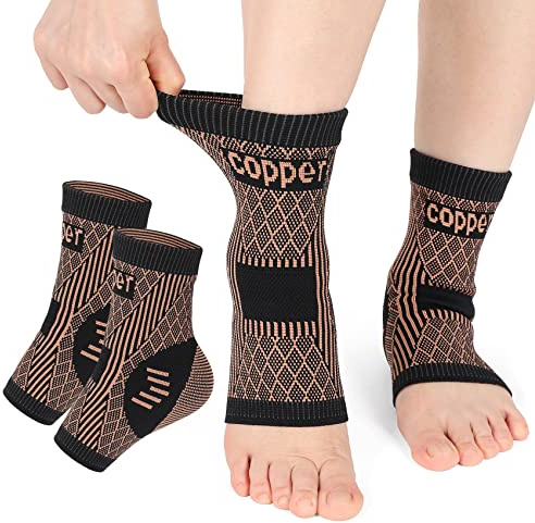 Vigorwise Ankle Brace, Copper-Infused Ankle Support Compression Socks, AnkleBraces for Men Women, Foot Support Wraps for Achilles Tendon Sprained Ankle Plantar Fasciitis