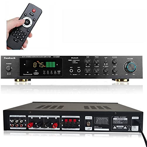 Amplificatore Bluetooth HiFi Stereo Amplifier 5 Canali Bluetooth Desktop Audio Amplificatore LED Digitale FM USB Audio Amplificatore di potenza con telecomando