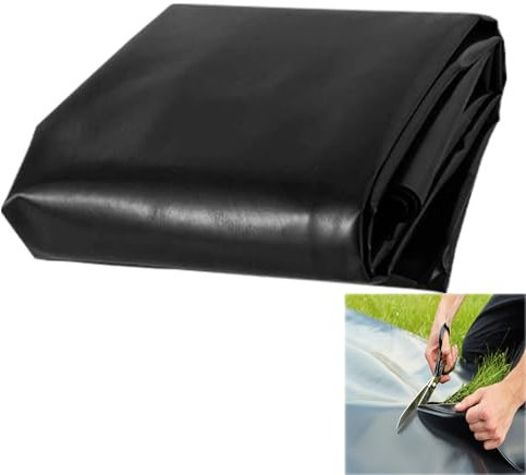 ORANGES Bachläufe Teichfolie,4X10m 6X16m 9X11m 12X18m 14X14m 0.12mm Haltbarkeit Badeteichmembran,HDPE Wasserfälle Folie,Schwarz Teichplane (Color : Black, Size : 10X18m)