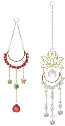 BDSHUNBF 2 Pezzi Acchiappasole Cristallo, Pendenti Prismi Cristallo, Appeso Arcobaleno Prisma Finestra, Appendere Vetro Acchiappa Sole, Suncatcher Pendenti per Casa Giardino Finestra