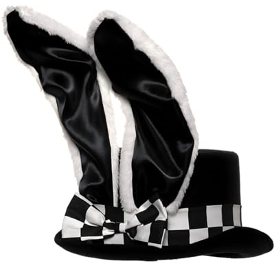 Horror-Shop Zylinder mit Hasenohren als Märchen Kostümzubehör