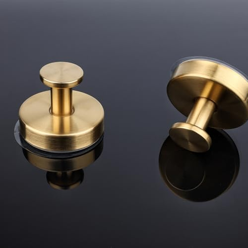 Wmiswen Suction Cup Hooks for Shower,Bathroom,Kitchen,GlassDoor,Mirror,Tile–Loofah,Towel,Coat,Bath Robe Hook Holder for Hanging up to 15 lbs–Waterproof & Rustproof,Dark Bronze (2, Golden)
