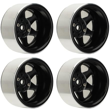 RiToEasysports Deep Dish Wheel Rims, Metal Construction, Beadlock Hub Rims, 4Pcs Set, 1.9 Inch Size, for RC Car Enthusiasts and Custom Builds