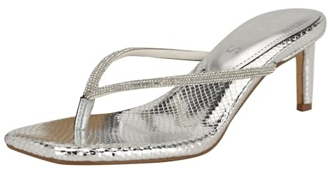 GUESS Mayan, Sandalia con talón Mujer, Plata 098, 42 EU