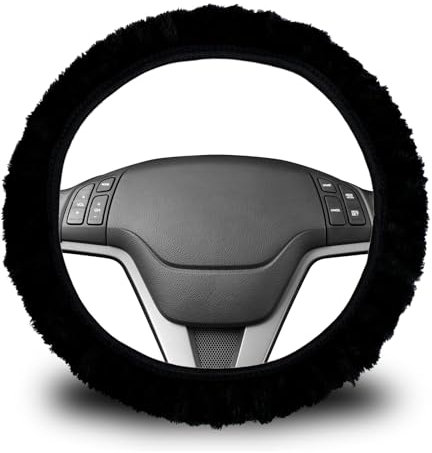 Couvre Volant Voiture Fuzzy Caches de Volant Universelle Protege Volant 36-38cm Accessoires Voiture