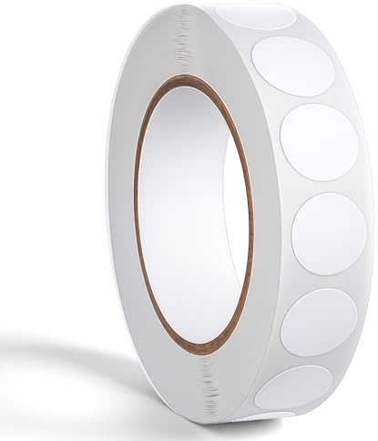Bewudy Set med 1 000 vita runda klistermärken, 1,3 cm, små tomma klistermärken för färgkodning för kontor, butik, hem, klassrum (vit)