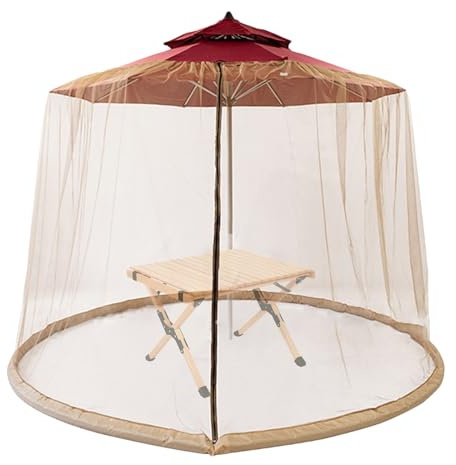 Hitburu Filet Anti-Insectes pour Parasol de Terrasse | Écran de Protection pour Parasol de Jardin - Toile d'avec Fermeture Éclair 3x2.pour Cour Canopée Jardin